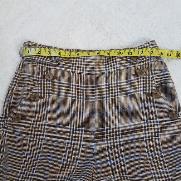 Veronica Beard Hunter Plaid Wide Leg Linen Blend Cropped Pants - Picture 6 of 14